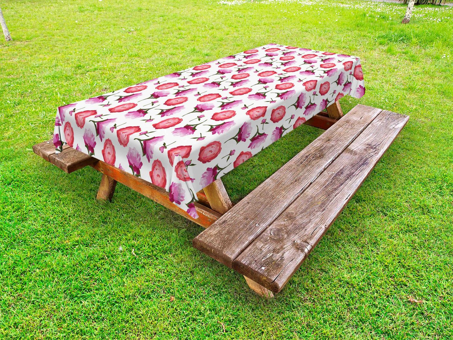 Feminine Pink Outdoor Picnic Tablecloth in 3 Sizes Washable Waterproof Ambesonne - Picture 35 of 62
