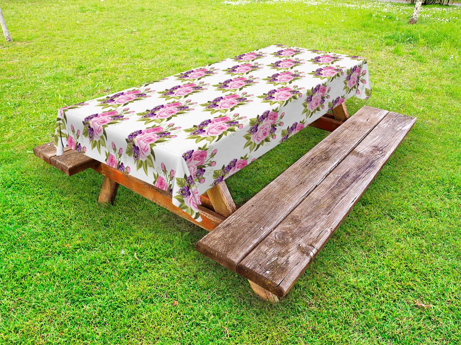 Feminine Pink Outdoor Picnic Tablecloth in 3 Sizes Washable Waterproof Ambesonne - Picture 51 of 62