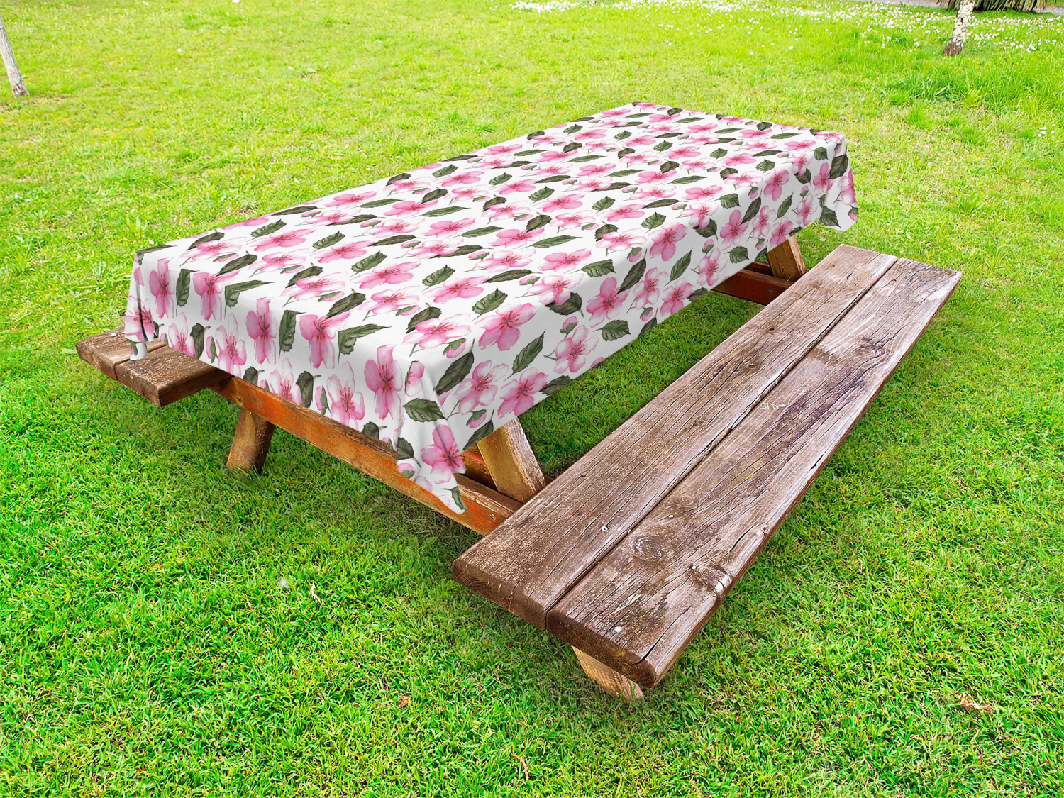 Feminine Pink Outdoor Picnic Tablecloth in 3 Sizes Washable Waterproof Ambesonne - Picture 61 of 62