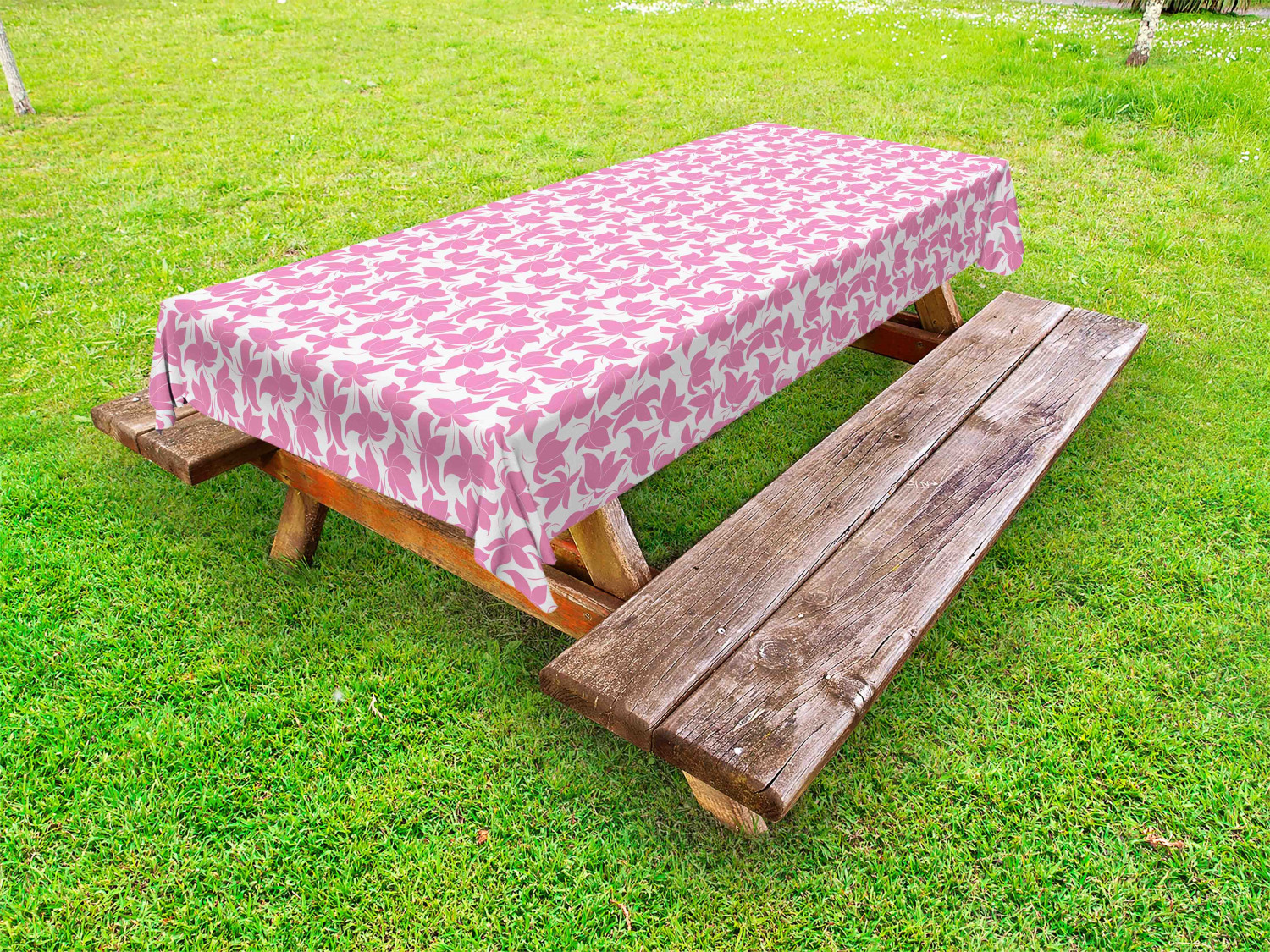 Feminine Pink Outdoor Picnic Tablecloth in 3 Sizes Washable Waterproof Ambesonne - Picture 29 of 62