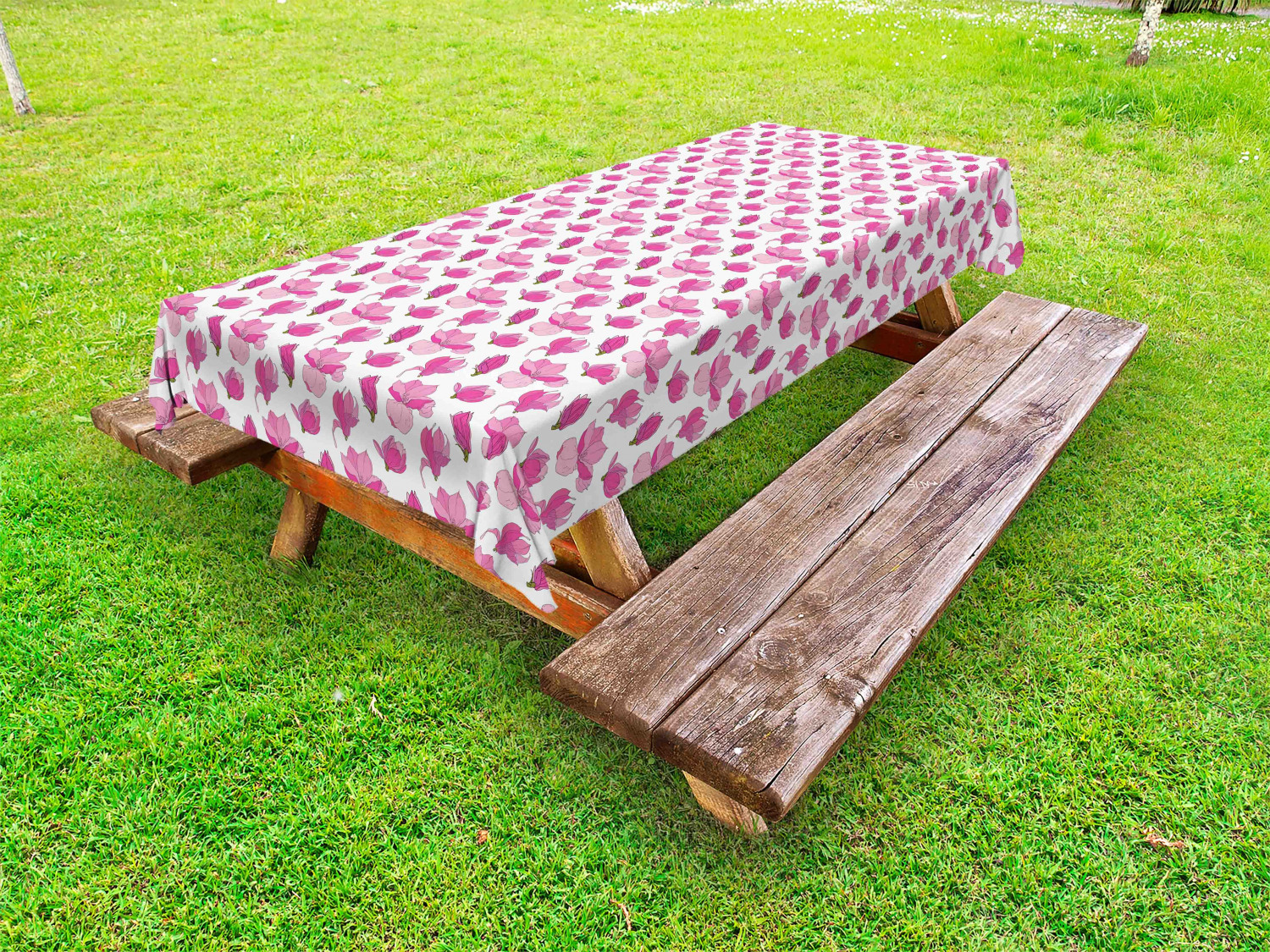 Feminine Pink Outdoor Picnic Tablecloth in 3 Sizes Washable Waterproof Ambesonne - Picture 21 of 62