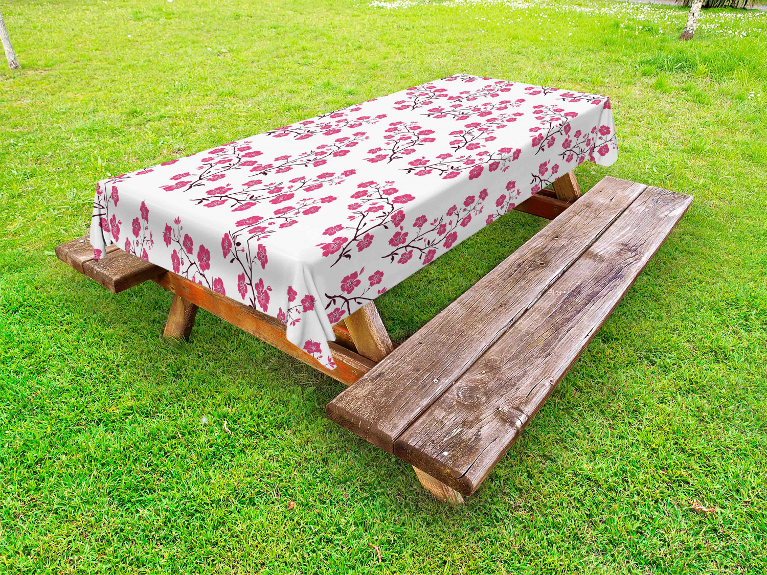 Feminine Pink Outdoor Picnic Tablecloth in 3 Sizes Washable Waterproof Ambesonne - Picture 59 of 62
