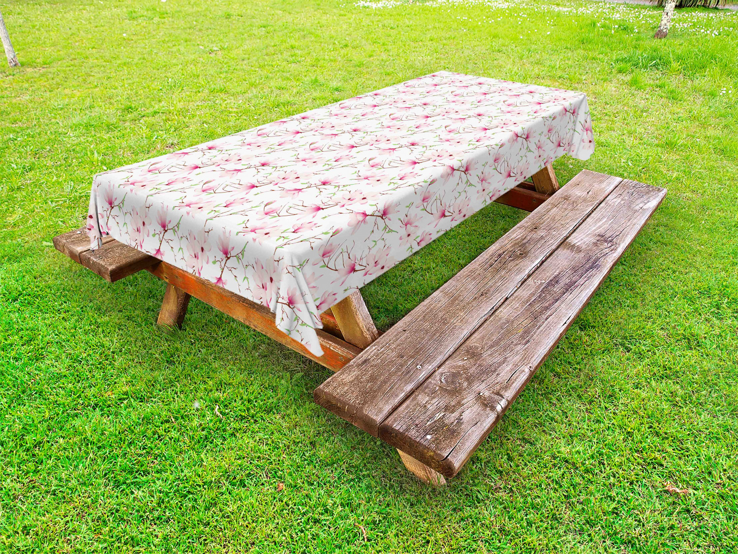 Feminine Pink Outdoor Picnic Tablecloth in 3 Sizes Washable Waterproof Ambesonne - Picture 3 of 62