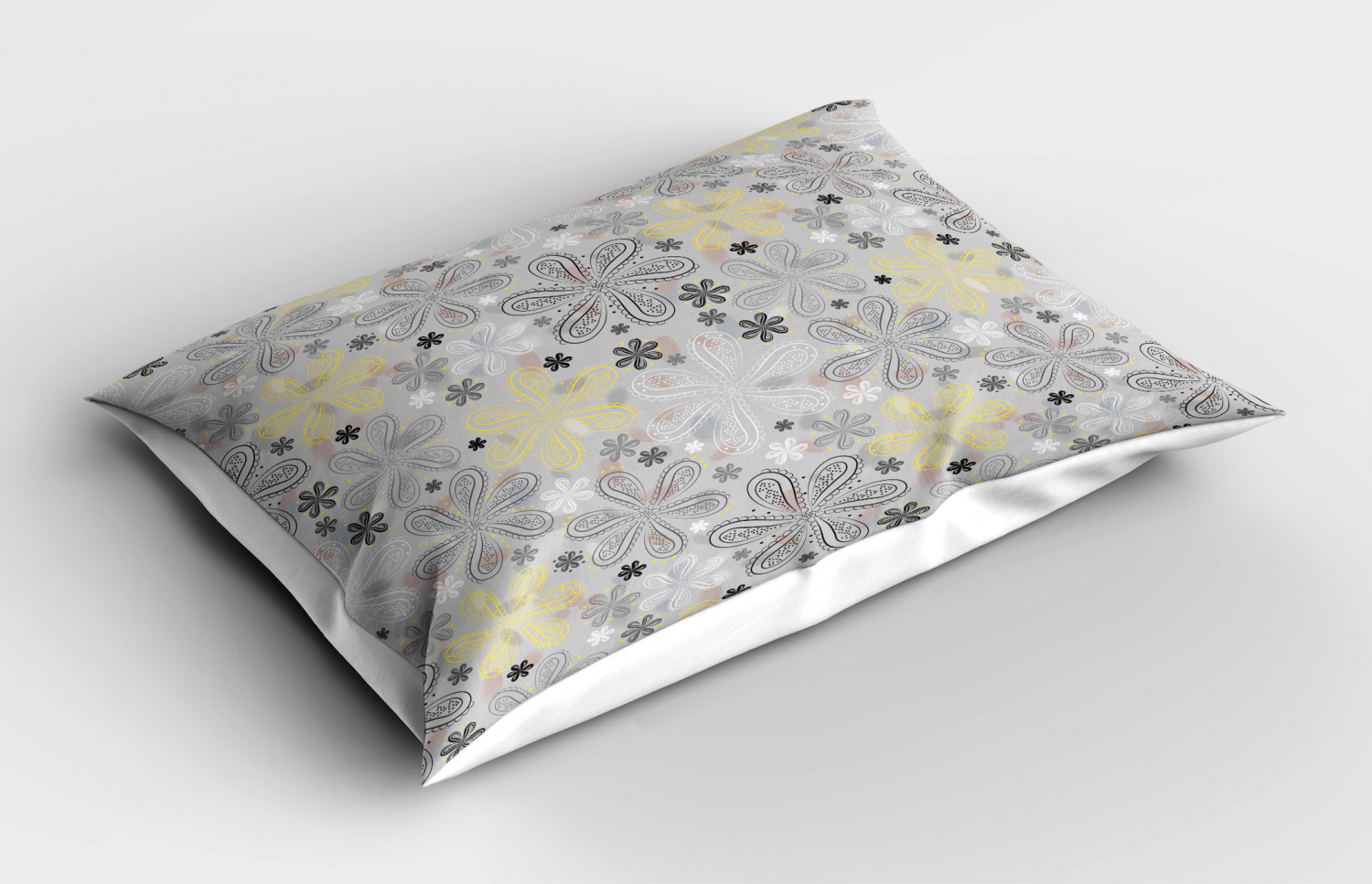 Grey and Yellow Pillow Sham Decorative Pillowcase 3 Sizes ...