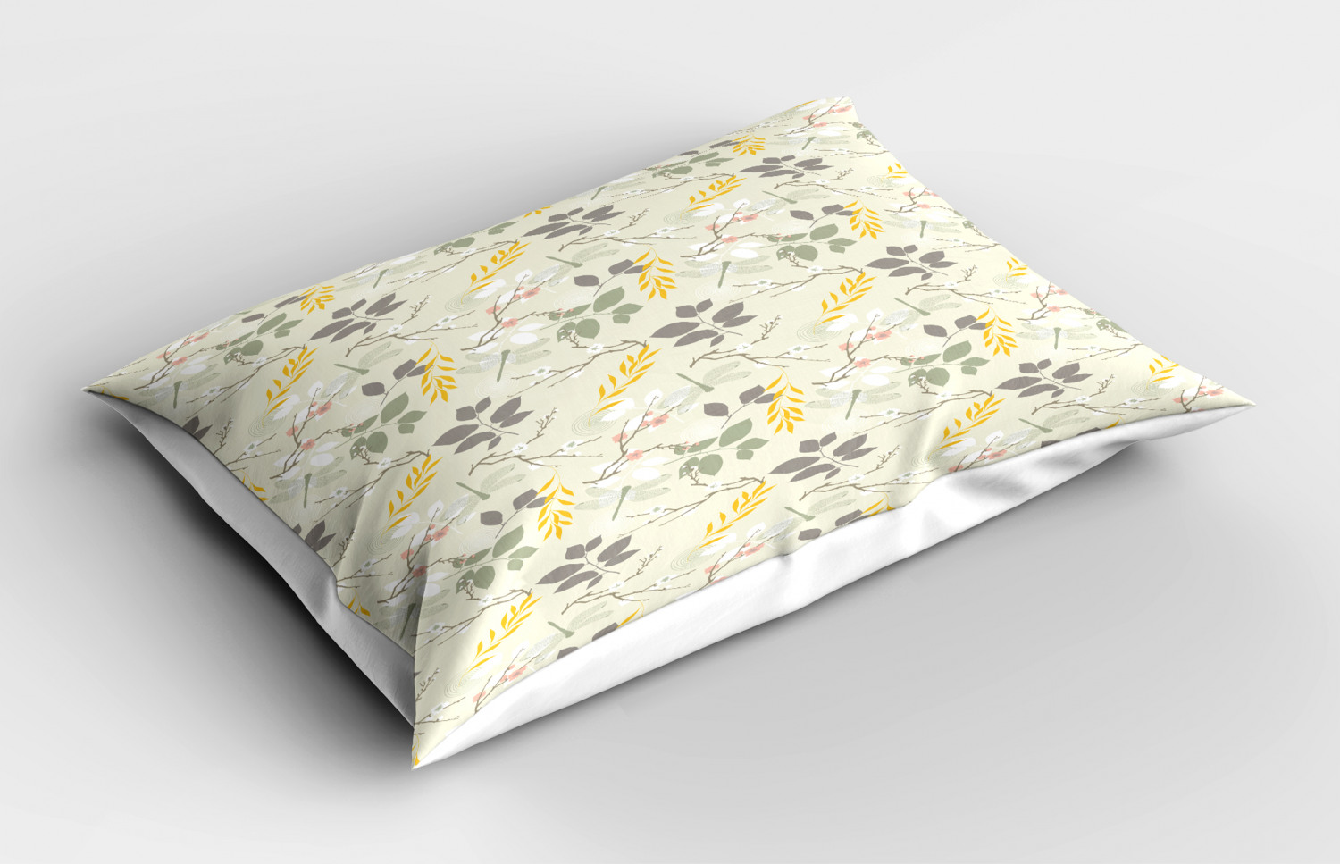 Grey and Yellow Pillow Sham Decorative Pillowcase 3 Sizes Bedroom Decor