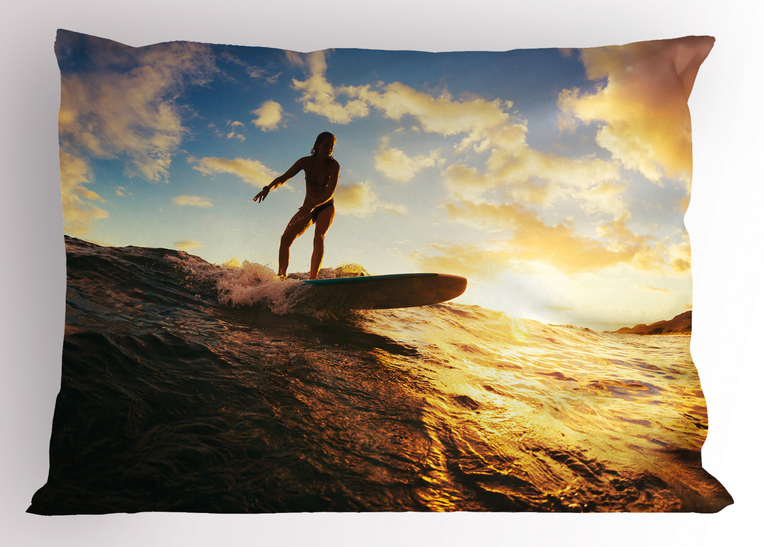Details about   Ride the Wave Pillow Sham Decorative Pillowcase 3 Sizes Bedroom Decor Ambesonne 