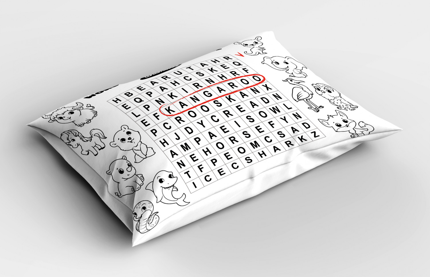Word Search Puzzle Pillow Sham Decorative Pillowcase 3 Sizes Bedroom