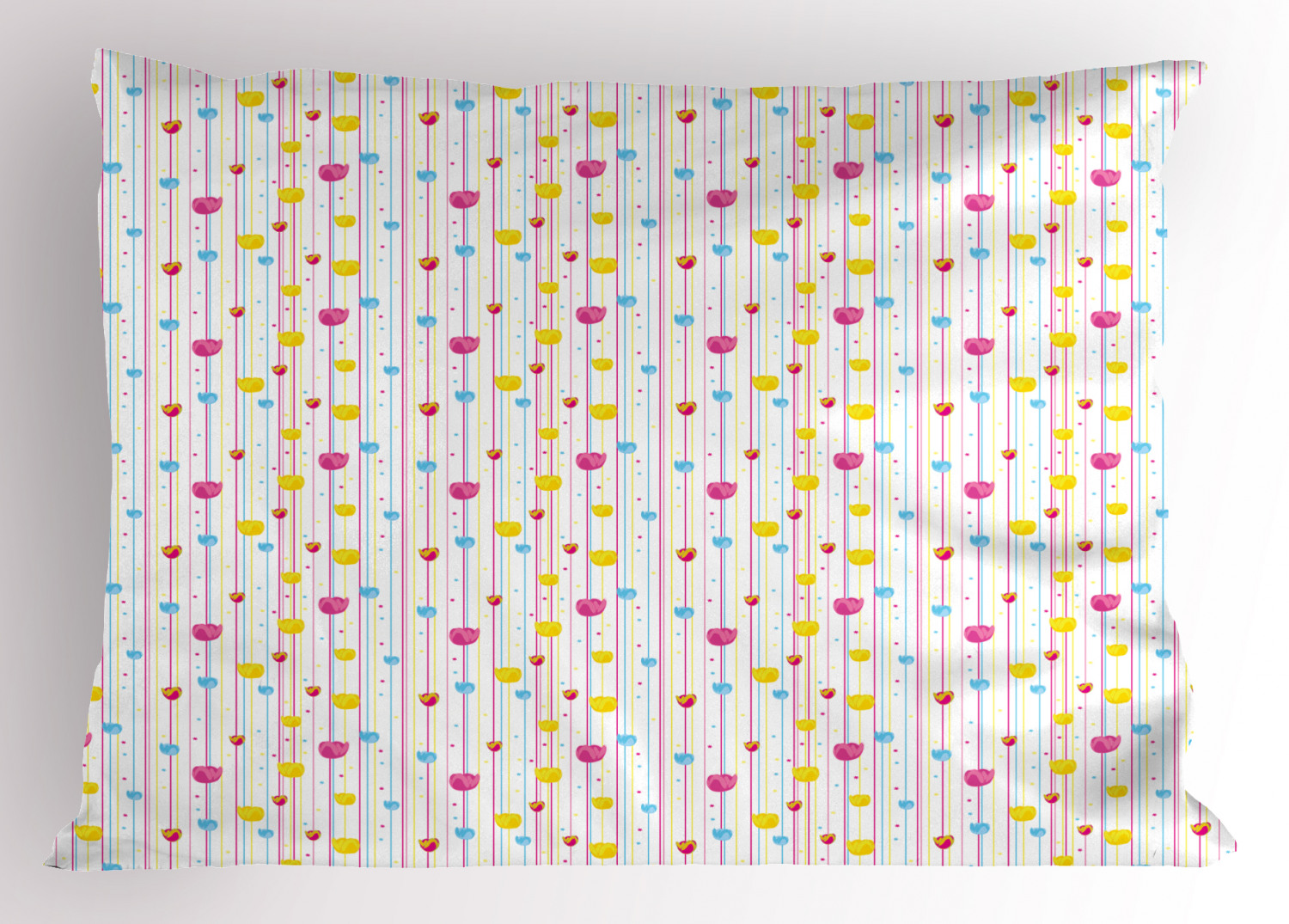 Yellow and Blue Pillow Sham Decorative Pillowcase 3 Sizes for Bedroom Decor - Picture 3 of 10