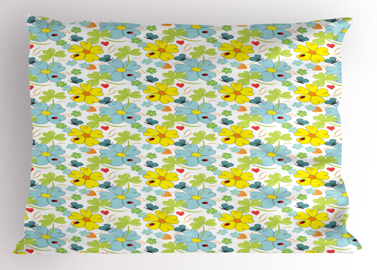 Yellow and Blue Pillow Sham Decorative Pillowcase 3 Sizes for Bedroom Decor - Picture 5 of 10