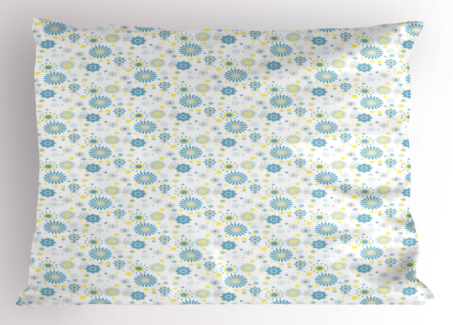 Yellow and Blue Pillow Sham Decorative Pillowcase 3 Sizes for Bedroom Decor - Picture 7 of 10