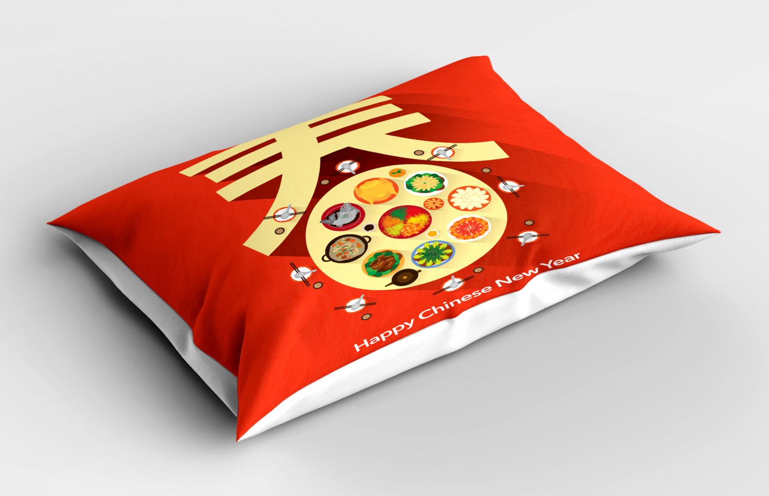 Chinese New Year Pillow Sham Decorative Pillowcase 3 Sizes for Bedroom