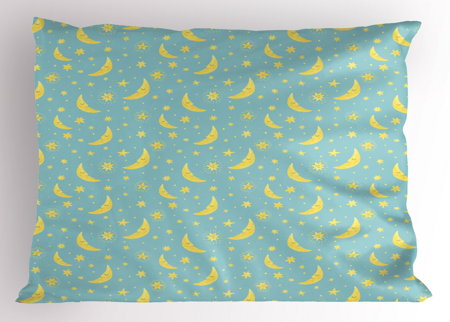 Blue and Yellow Pillow Sham Decorative Pillowcase 3 Sizes Bedroom Decoration