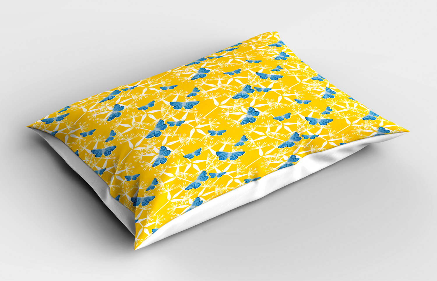 Blue and Yellow Pillow Sham Decorative Pillowcase 3 Sizes Bedroom Decoration