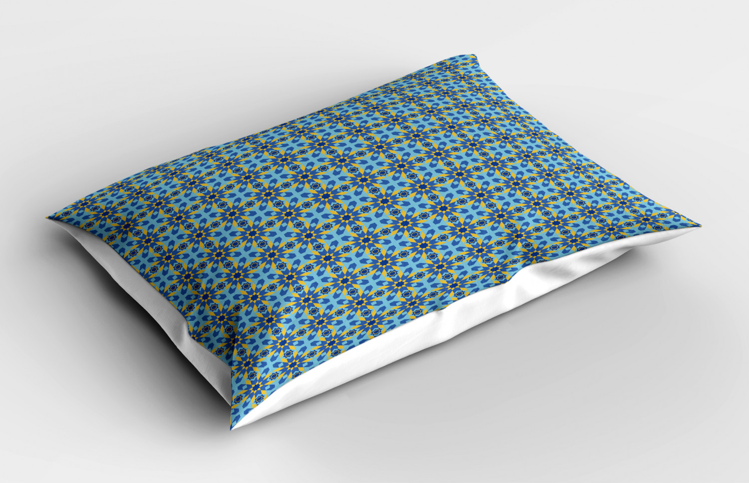 Blue and Yellow Pillow Sham Decorative Pillowcase 3 Sizes Bedroom Decoration