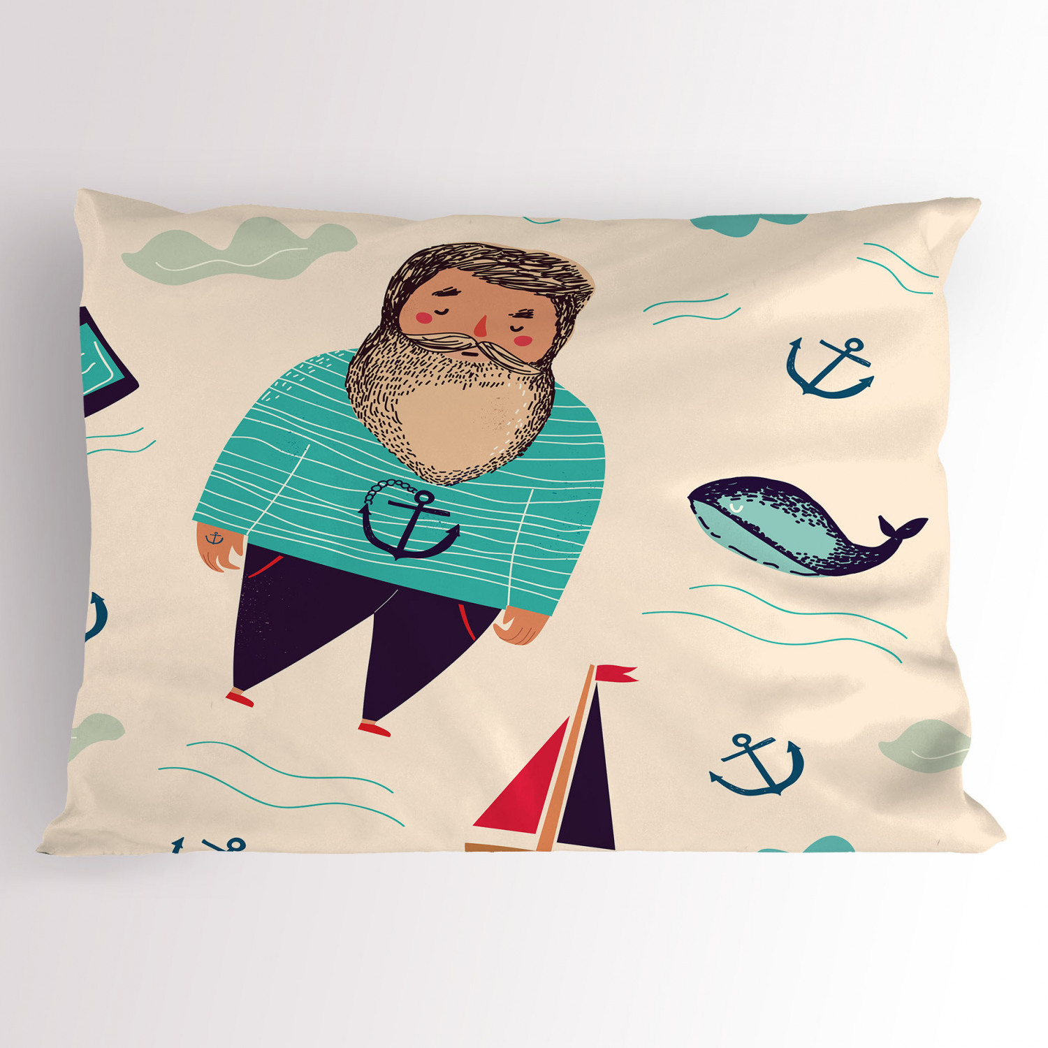 Sailboat Pillow Sham Decorative Pillowcase 3 Sizes for Bedroom Decor - Bild 21 von 46