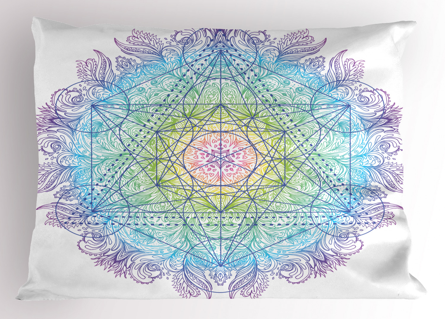 Ethnisch 2 Teiliges Kissenbezugs Set Metatron Würfel auf einem Mandala