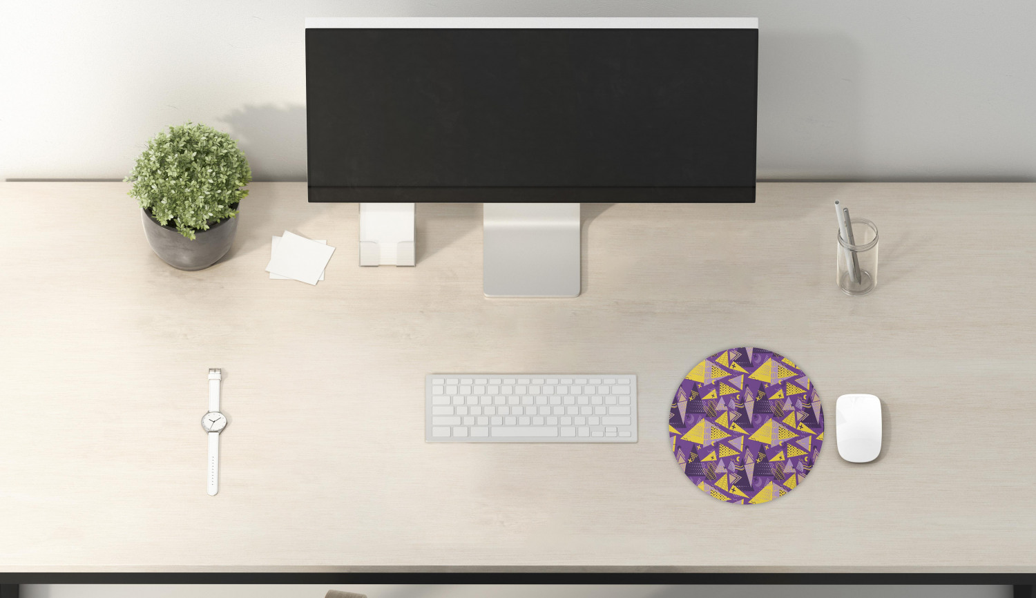 Ambesonne Geometric Theme Round Non-Slip Rubber Modern Gaming Mousepad, 8" - Picture 35 of 111