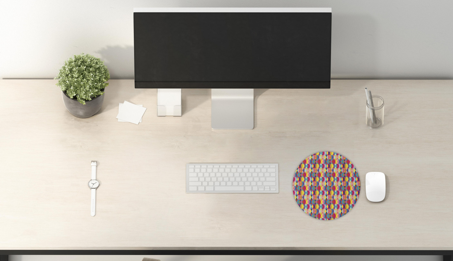 Ambesonne Geometric Theme Round Non-Slip Rubber Modern Gaming Mousepad, 8" - Picture 67 of 111
