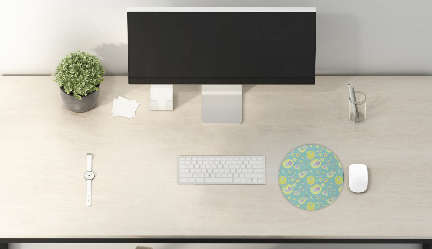 Ambesonne Abstract Bloom Round Non-Slip Rubber Modern Gaming Mousepad, 8" - Picture 95 of 117