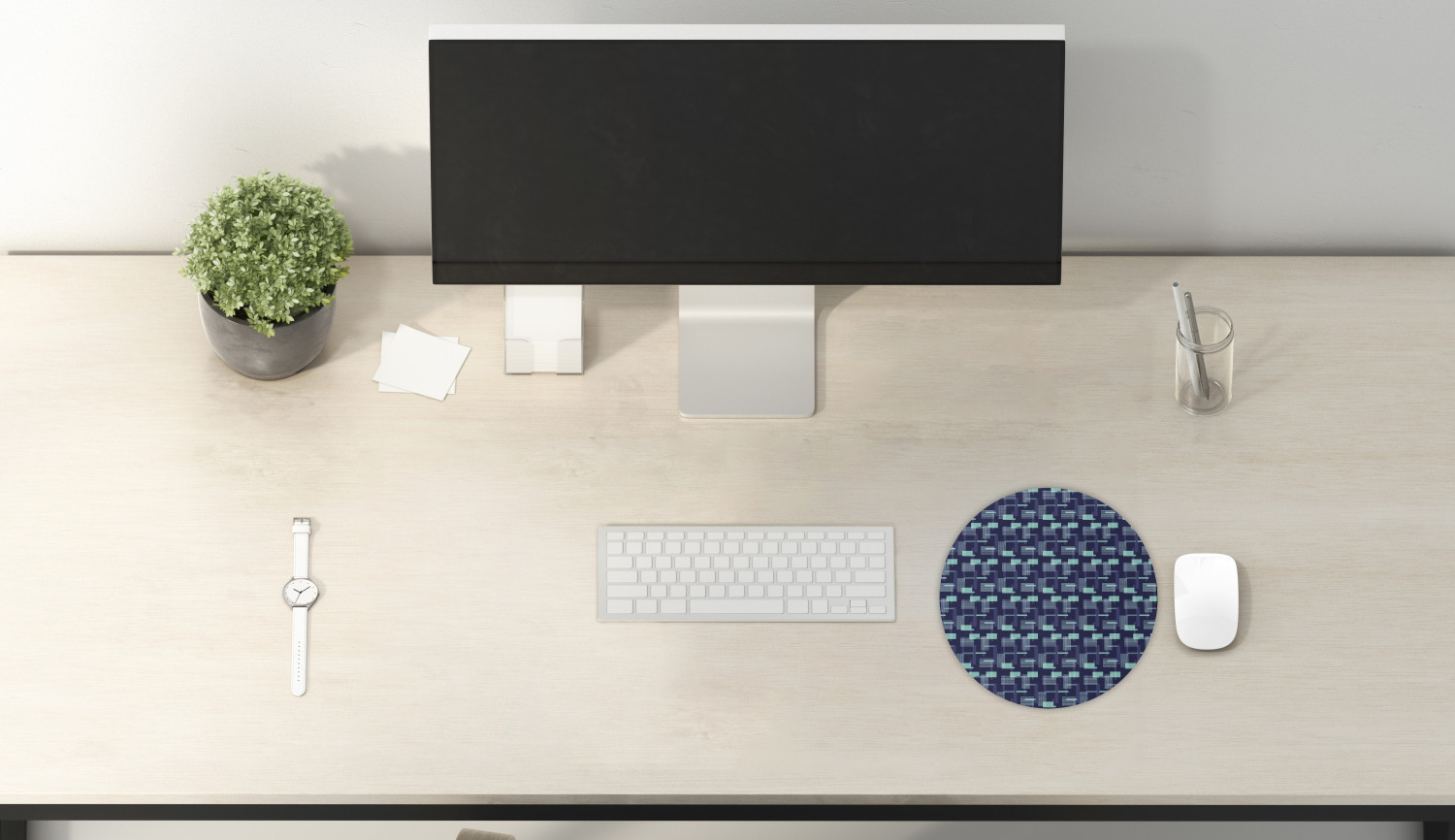Ambesonne Geometry Theme Round Non-Slip Rubber Modern Gaming Mousepad, 8" - Picture 55 of 77