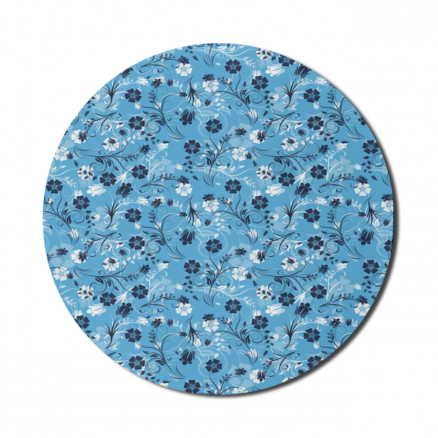 Ambesonne Colorful Floral Round Non-Slip Rubber Modern Gaming Mousepad, 8"