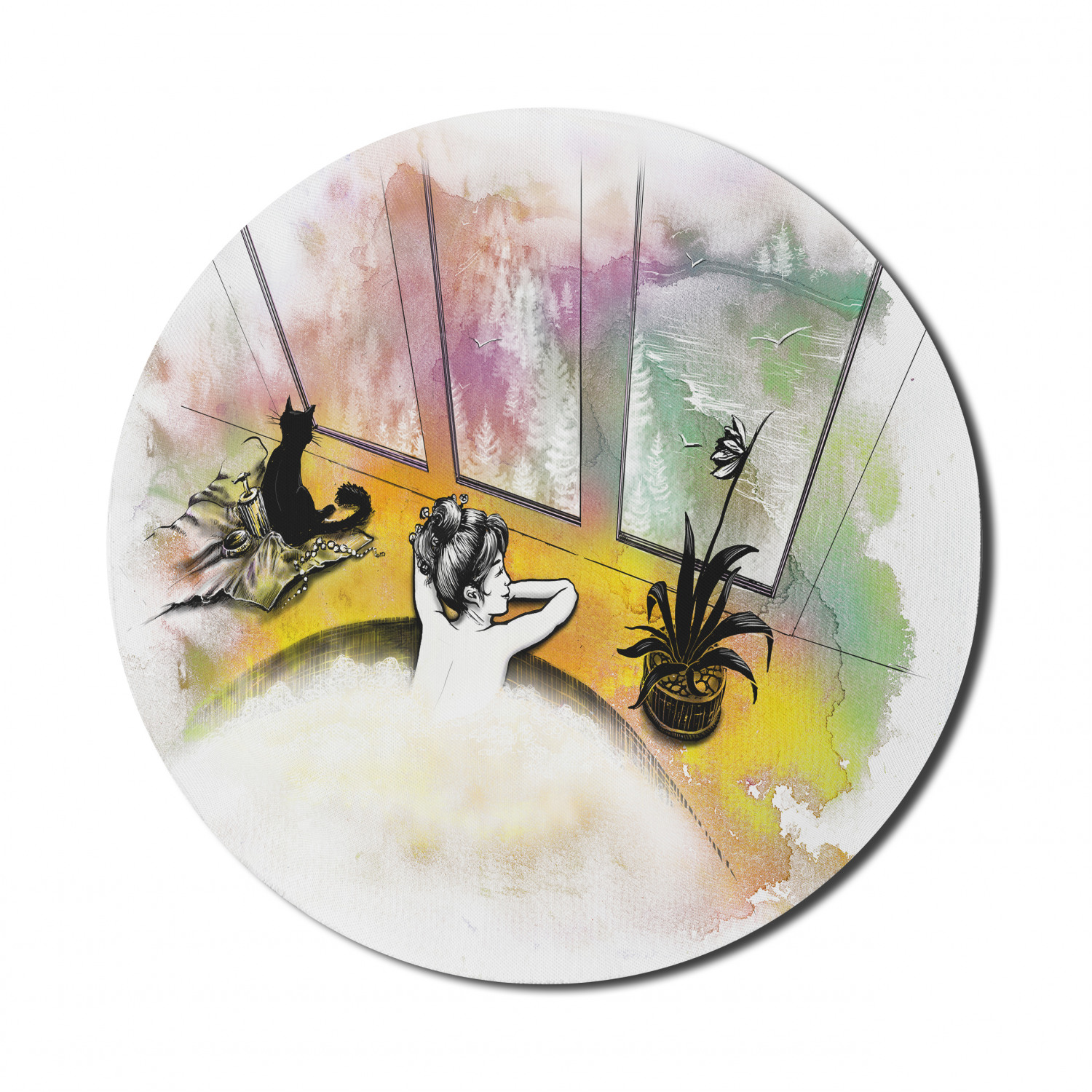 Ambesonne Modern Art Round Non-Slip Rubber Modern Gaming Mousepad, 8" - Afbeelding 56 van 123
