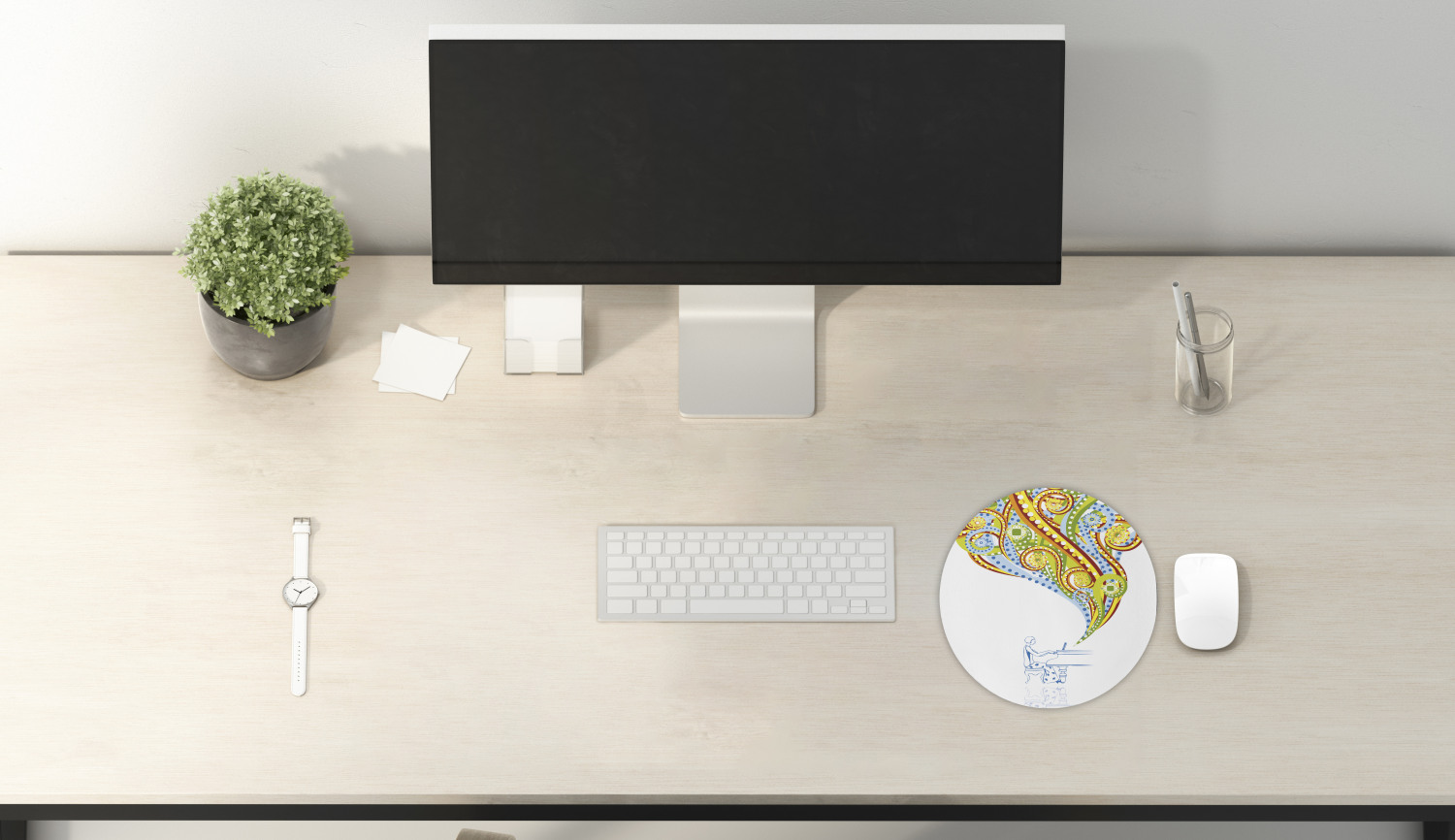 Ambesonne Modern Art Round Non-Slip Rubber Modern Gaming Mousepad, 8" - Afbeelding 89 van 123