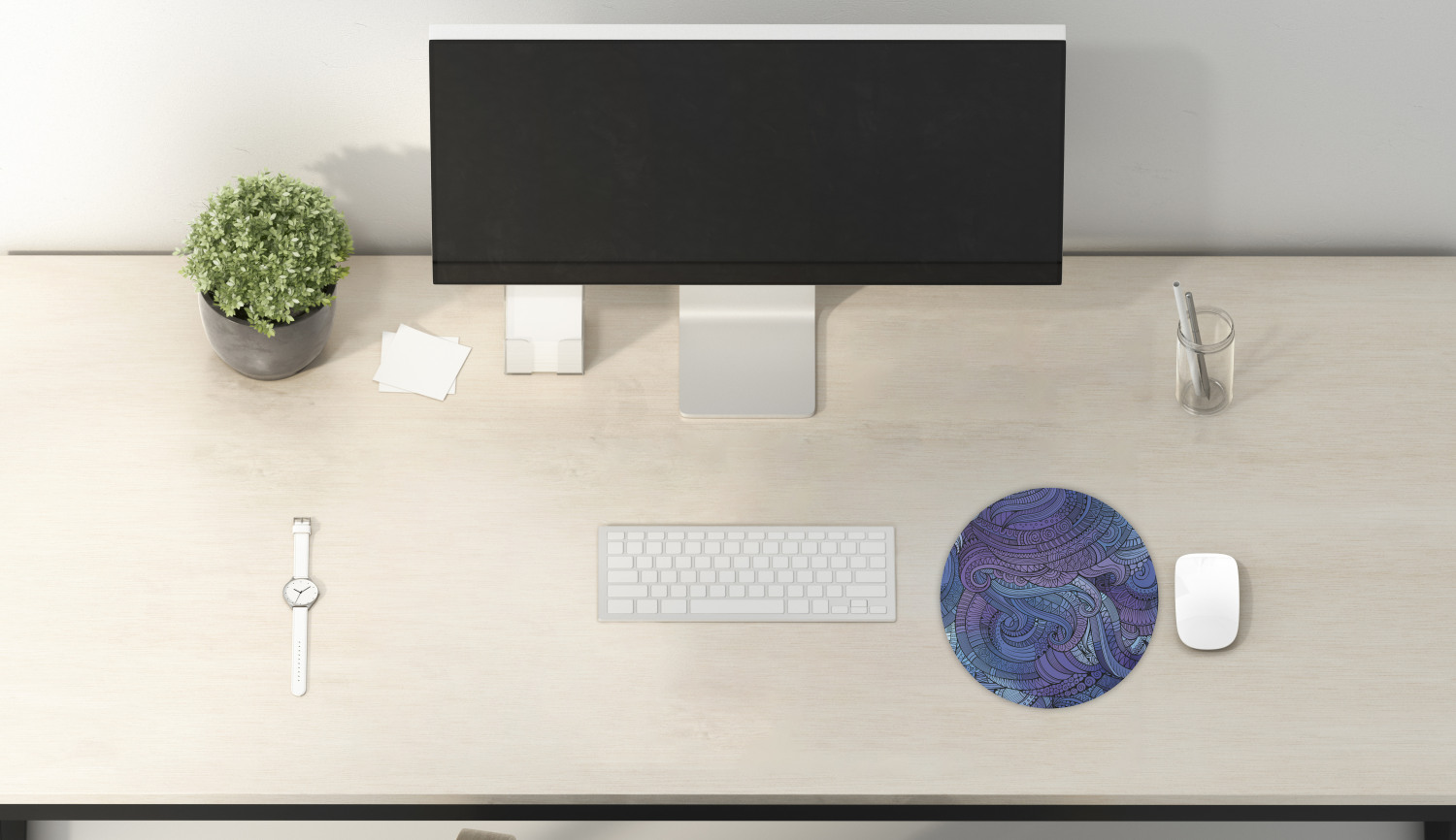 Ambesonne Abstract Polygon Round Non-Slip Rubber Modern Gaming Mousepad, 8" - Picture 79 of 123