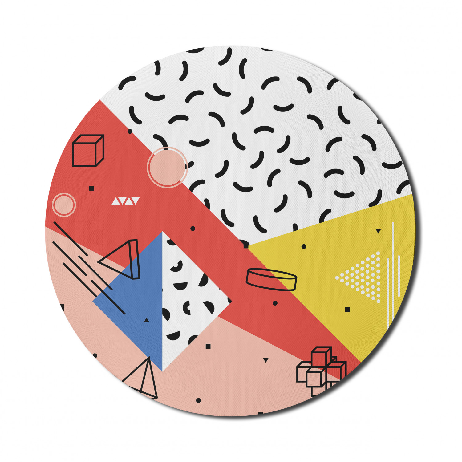 Ambesonne Abstract Polygon Round Non-Slip Rubber Modern Gaming Mousepad, 8" - Picture 76 of 123