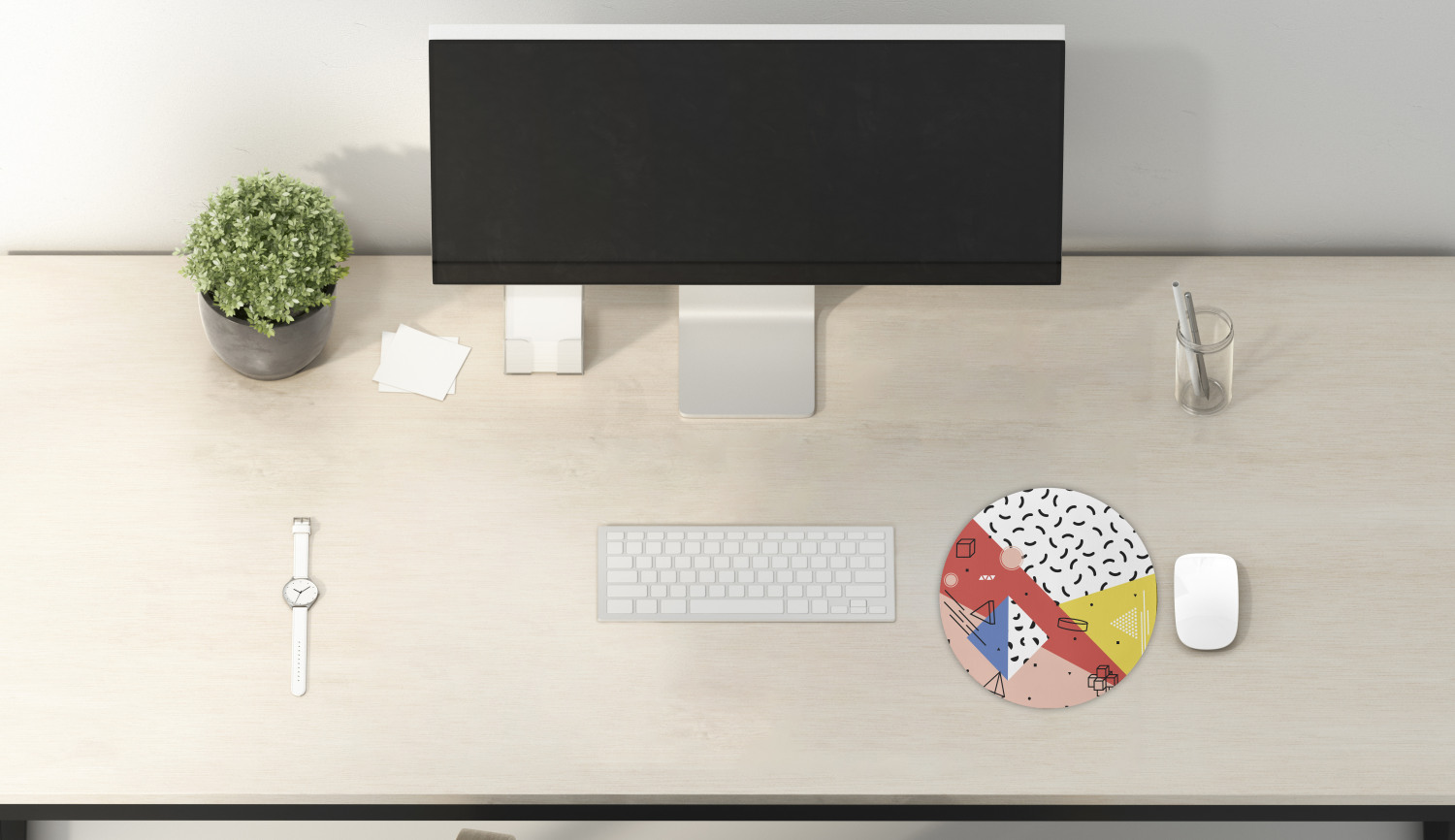 Ambesonne Abstract Polygon Round Non-Slip Rubber Modern Gaming Mousepad, 8" - Picture 77 of 123