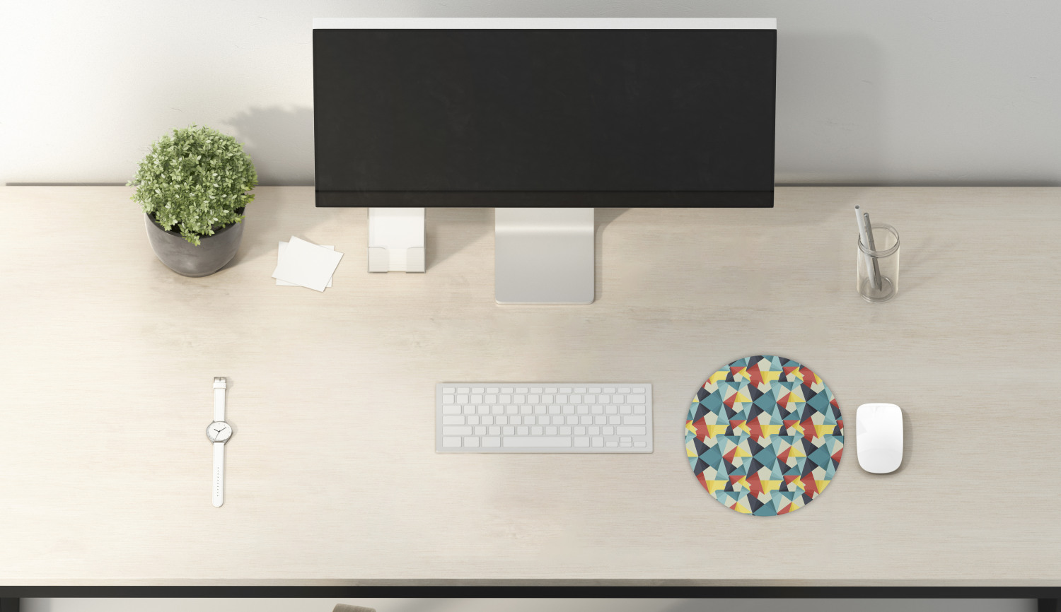 Ambesonne Abstract Polygon Round Non-Slip Rubber Modern Gaming Mousepad, 8" - Picture 29 of 123