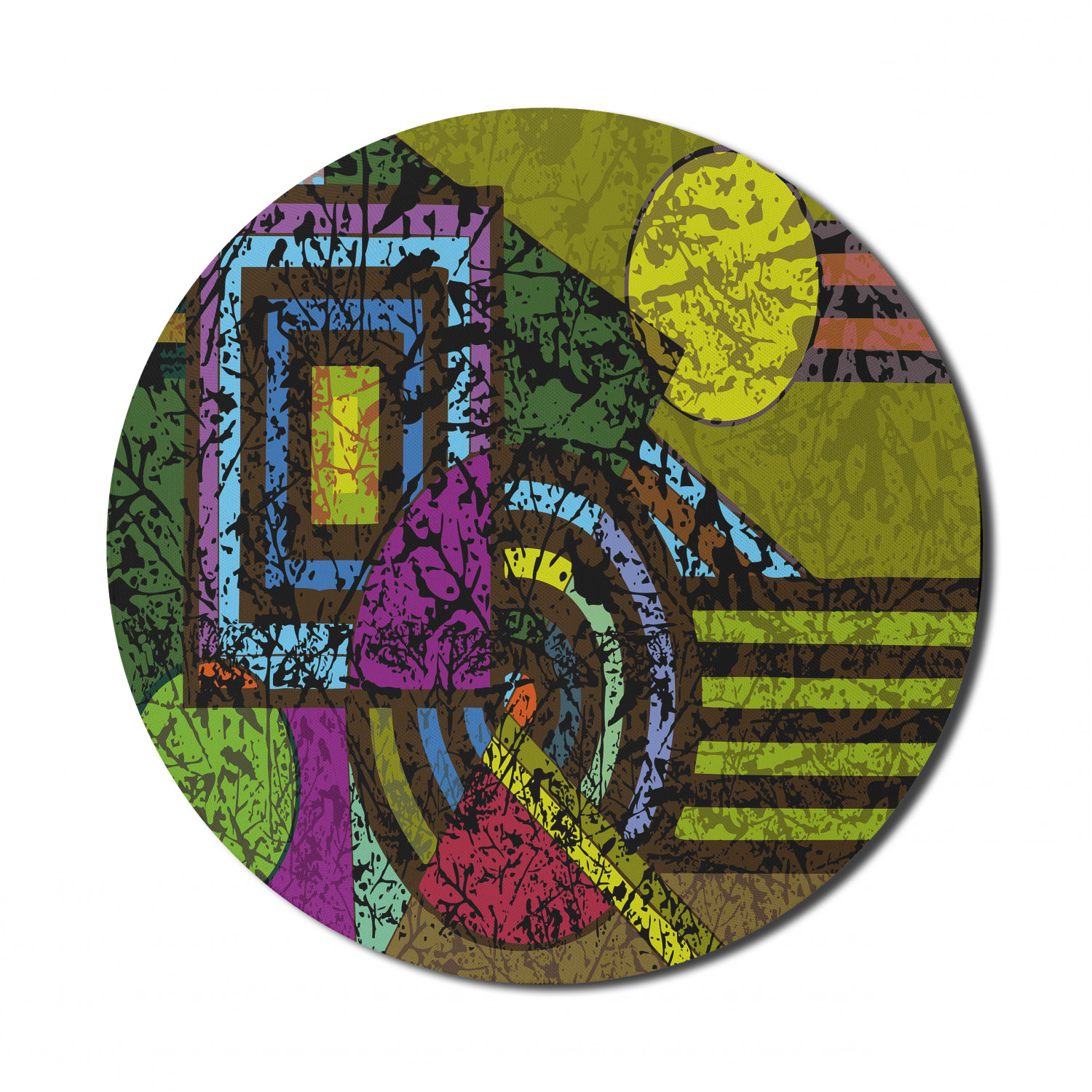 Ambesonne Abstract Polygon Round Non-Slip Rubber Modern Gaming Mousepad, 8" - Picture 58 of 123