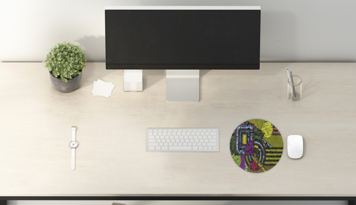 Ambesonne Abstract Polygon Round Non-Slip Rubber Modern Gaming Mousepad, 8" - Picture 59 of 123