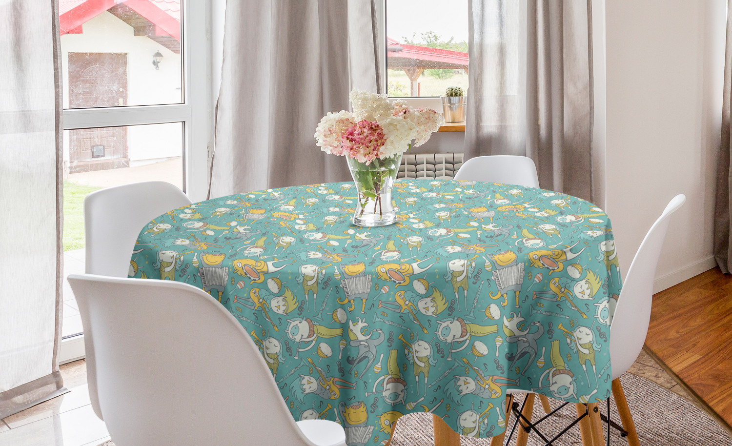 Ambesonne Nursery Round Tablecloth Table Cover for Dining Room Kitchen - Picture 36 of 57