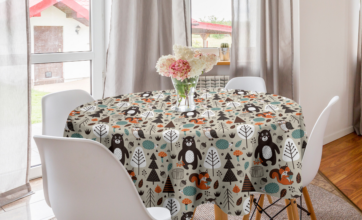Ambesonne Nursery Round Tablecloth Table Cover for Dining Room Kitchen - Picture 24 of 57