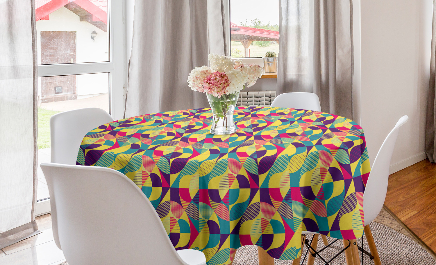 Ambesonne Abstract Round Tablecloth Table Cover for Dining Room Kitchen