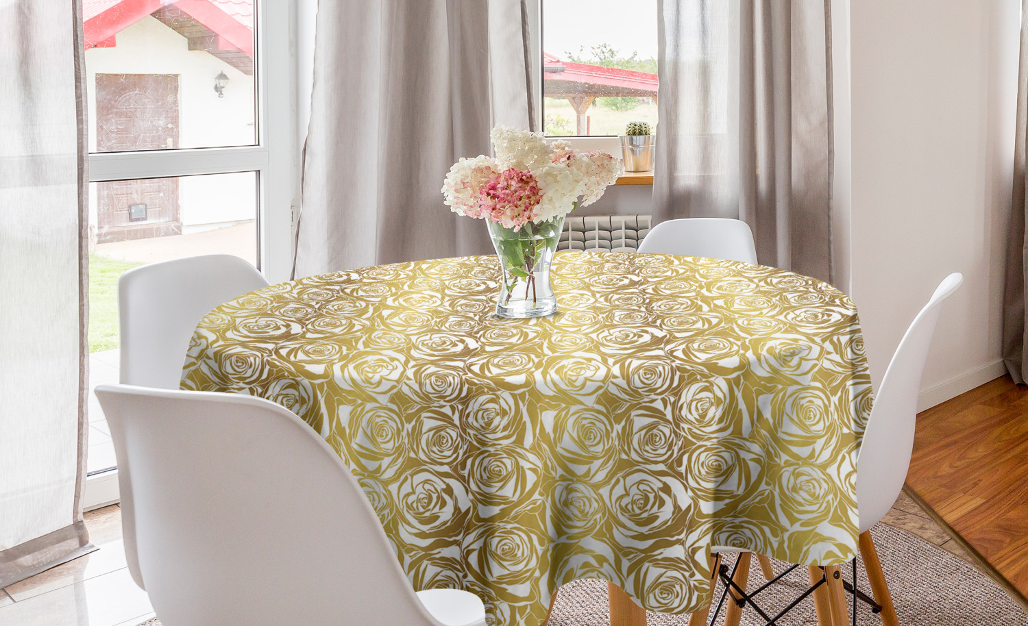 Ambesonne Floral Round Tablecloth Table Cover for Dining Room Kitchen