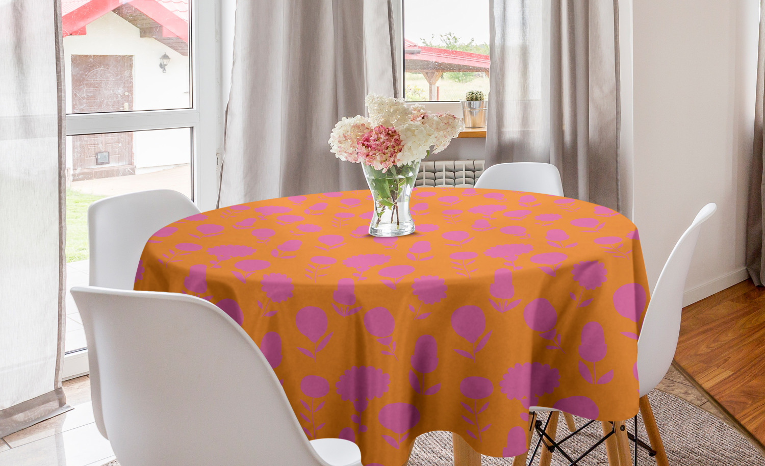 Ambesonne Floral Spring Round Tablecloth Table Cover for Dining Room Kitchen