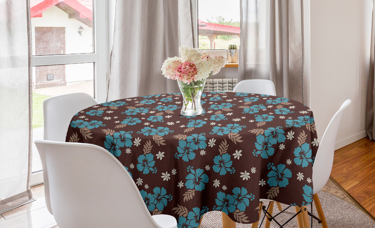 Ambesonne Floral Vintage Round Tablecloth Table Cover for Dining Room Kitchen