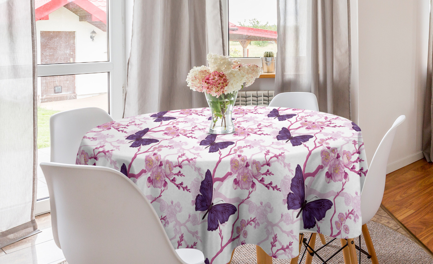 Ambesonne Floral Pastel Round Tablecloth Table Cover for Dining Room Kitchen