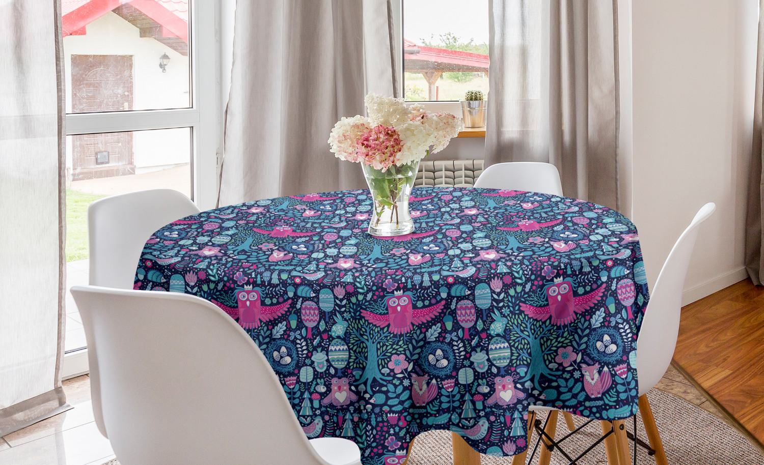 Ambesonne Nursery Round Tablecloth Table Cover for Dining Room Kitchen - Picture 5 of 57