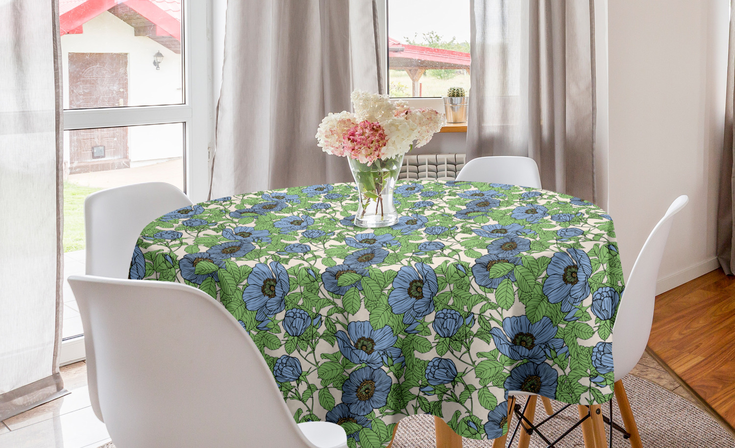 Ambesonne Floral Blooms Round Tablecloth Table Cover for Dining Room Kitchen