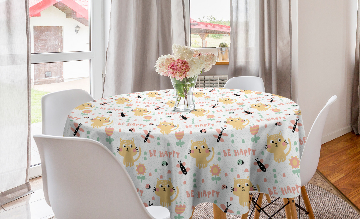 Ambesonne Nursery Round Tablecloth Table Cover for Dining Room Kitchen - Picture 31 of 57
