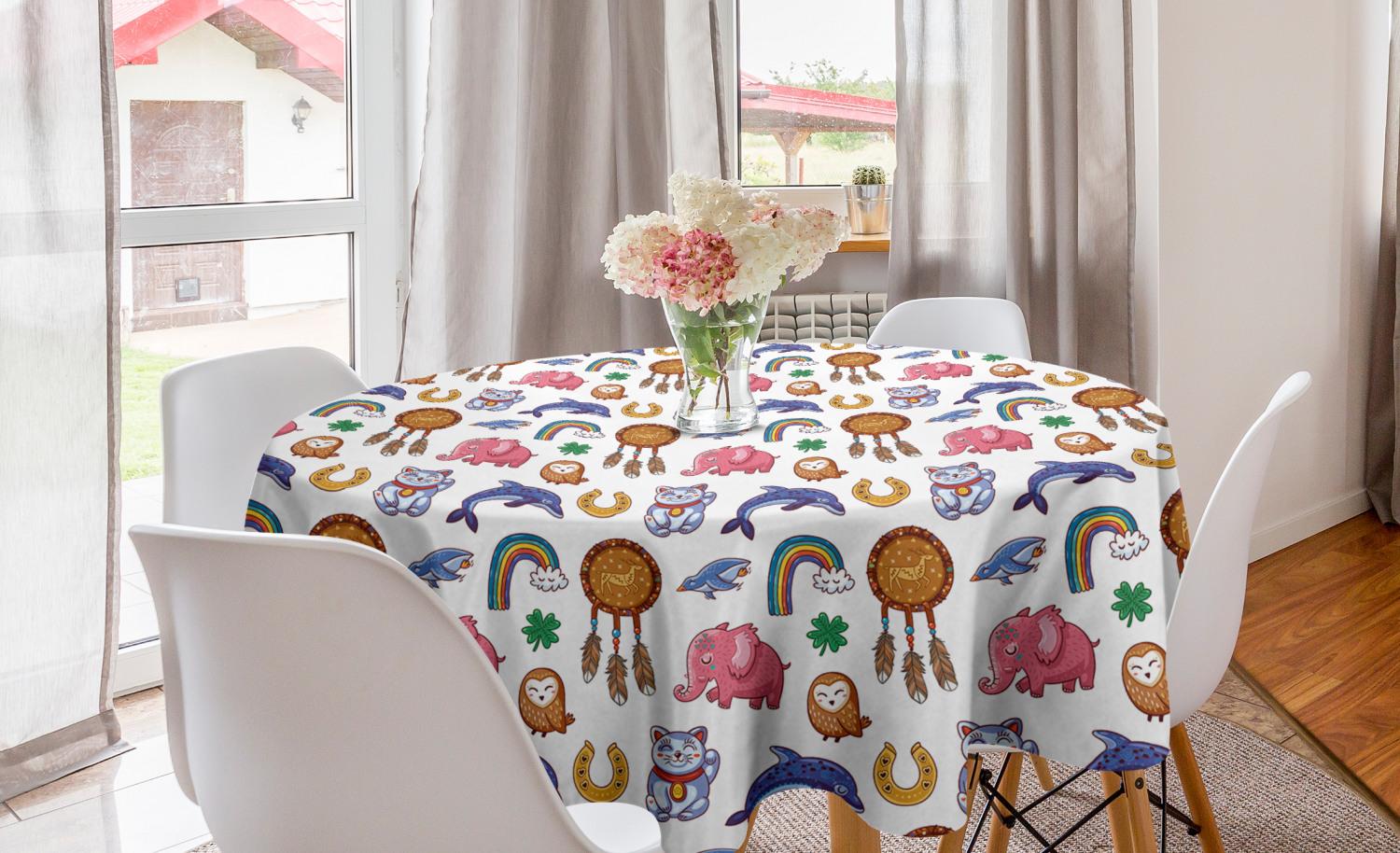 Ambesonne Nursery Round Tablecloth Table Cover for Dining Room Kitchen - Picture 9 of 57