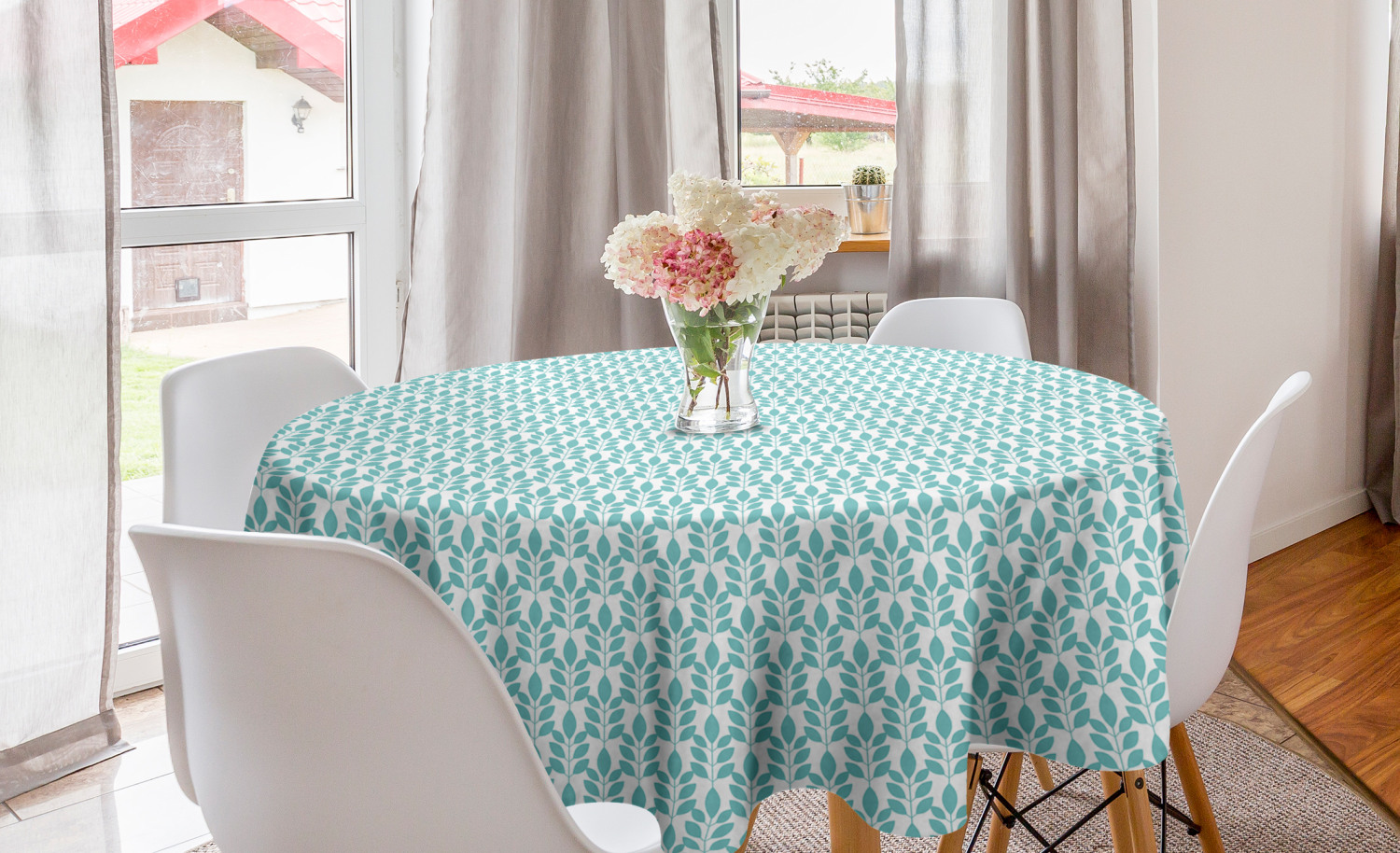 Ambesonne Botanical Blossom Round Tablecloth Table Cover for Dining Room Kitchen