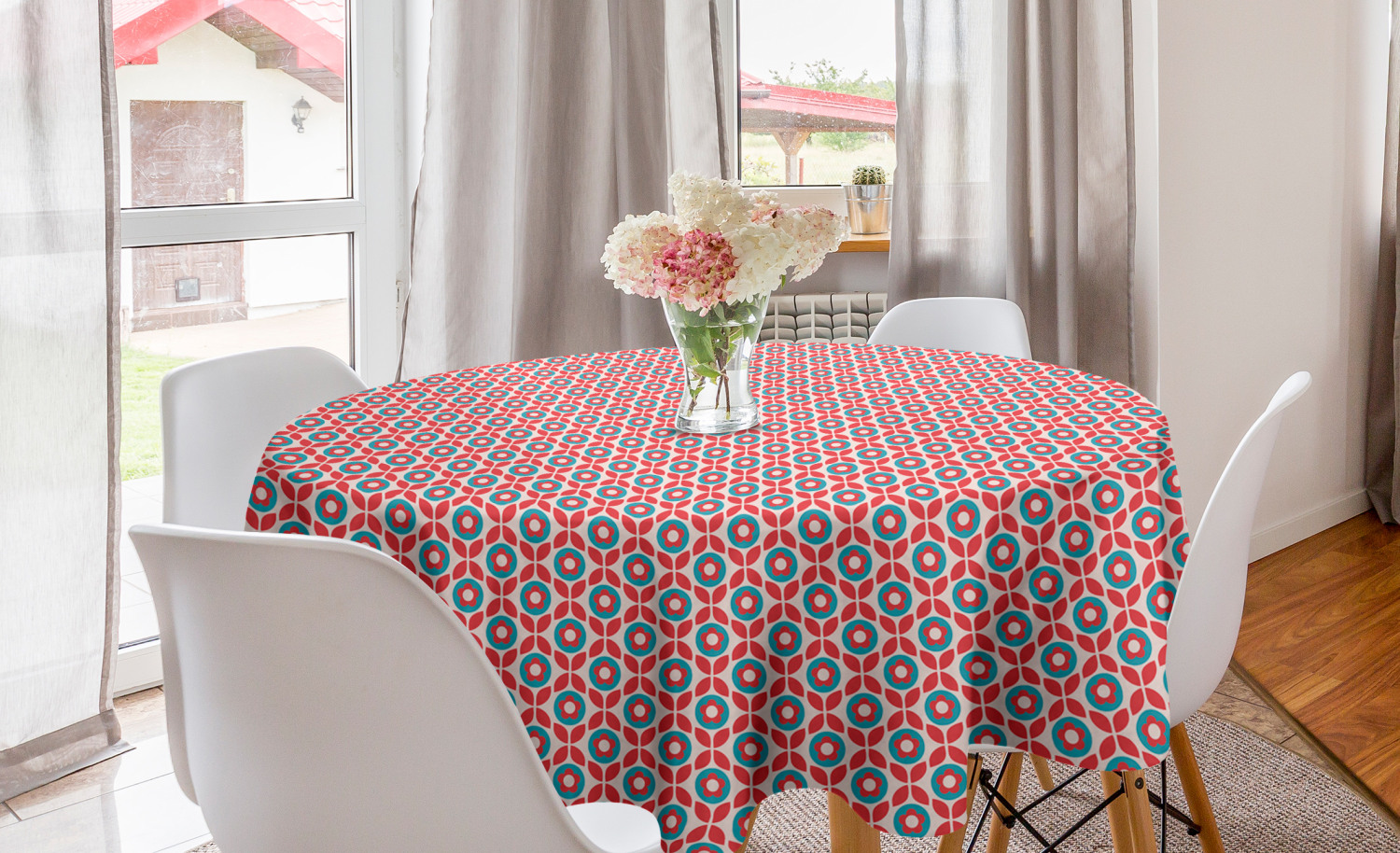 Ambesonne Floral Foliage Round Tablecloth Table Cover for Dining Room Kitchen