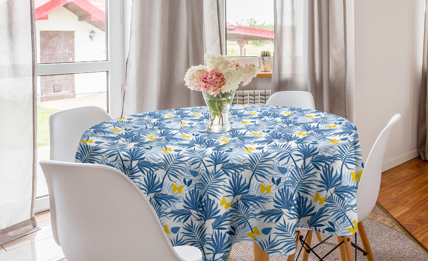Ambesonne Tropical Round Tablecloth Table Cover for Dining Room Kitchen