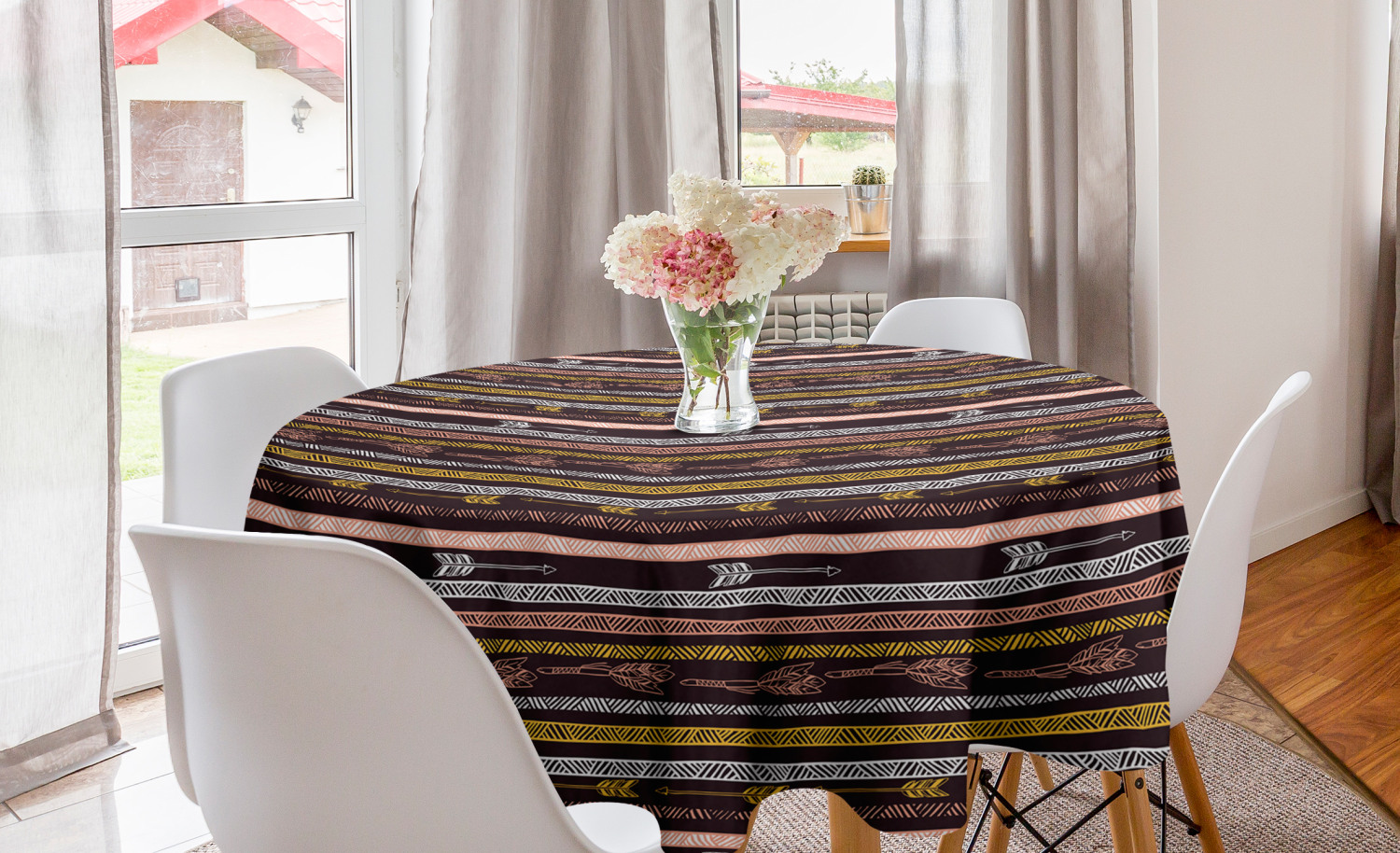Ambesonne Ethnic Round Tablecloth Table Cover for Dining Room Kitchen