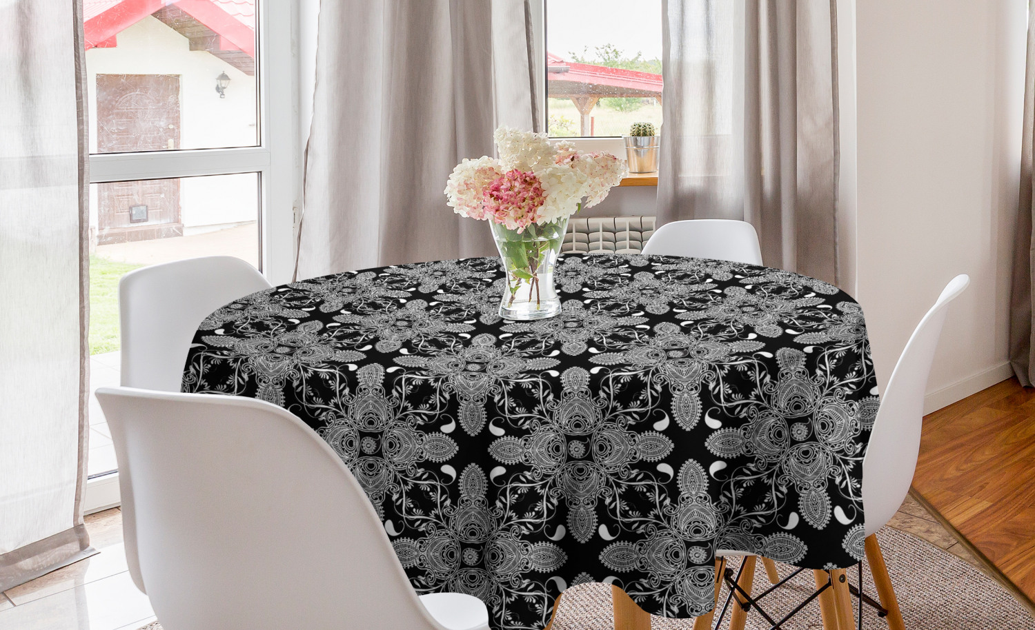 Ambesonne Floral Vivid Round Tablecloth Table Cover for Dining Room