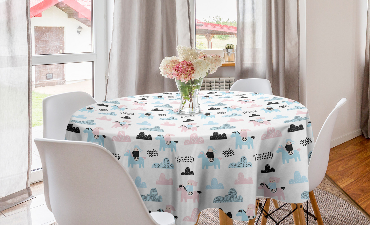 Ambesonne Nursery Round Tablecloth Table Cover for Dining Room Kitchen - Picture 33 of 57